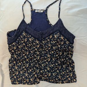 Miss Me Medium Floral Lace Trim Cami Top